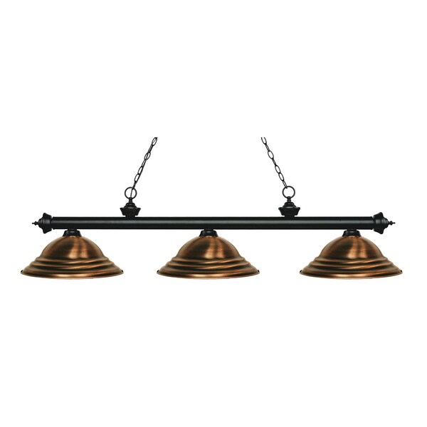 Z-Lite Riviera 3 Light Billiard Light, Matte Black & Antique Copper 200-3MB-SAC - main